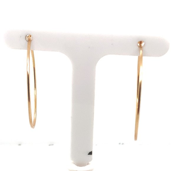 14K Yellow Gold 1.25" Thin Hoop Earrings - Picture 2 of 3